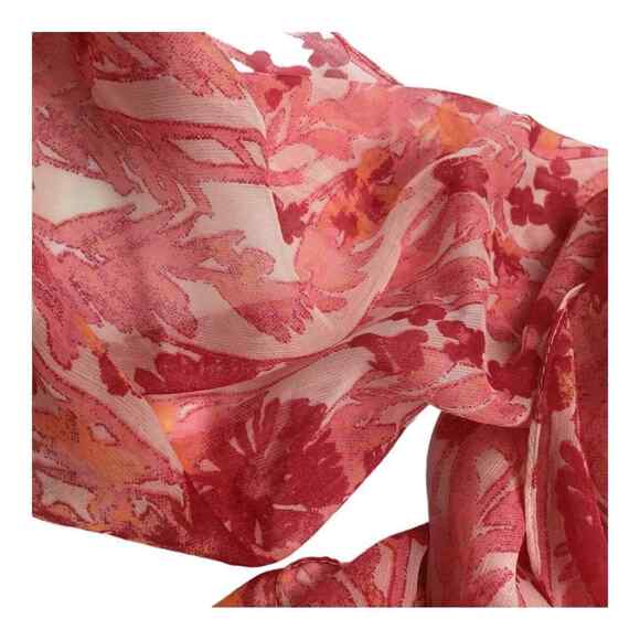 Collection 18 Womens Pink Floral Tasseled Rectangle Scarf 12x96 NWT - Picture 9 of 16